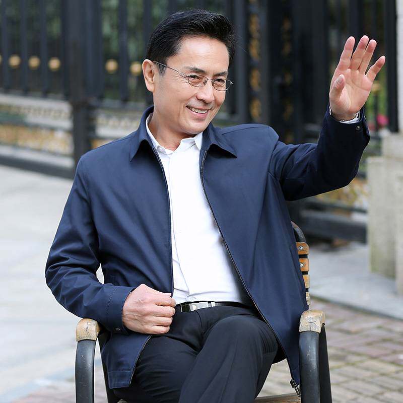 品牌专柜春春季薄款中年男式夹克衫中老年商务休闲男装外套爸爸父