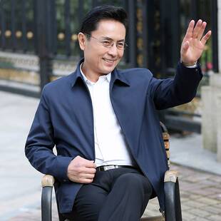 品牌专柜春春季薄款中年男式夹克衫中老年商务休闲男装外套爸爸父