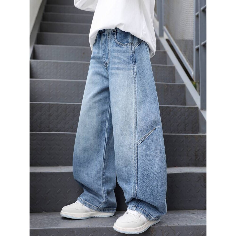 品牌专柜男童早春牛仔裤2026春款新款中大童休闲阔腿长裤宽松洋气