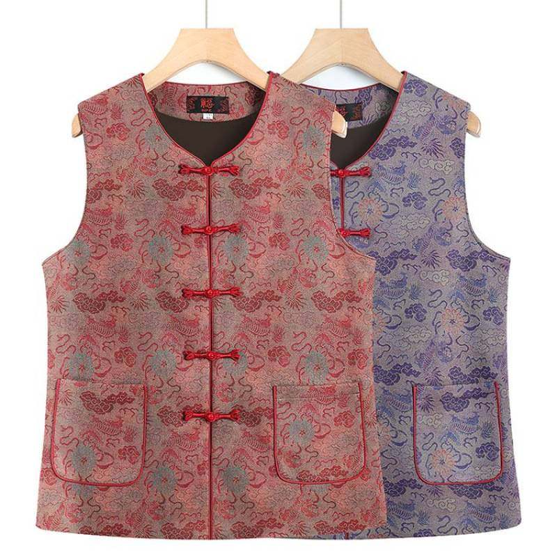 品牌专柜新款妈妈装新中式国风外穿马甲中老年女奶奶秋冬坎肩背心