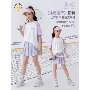品牌专柜女童夏装套装 女孩网球服 儿童速干衣 女大童亲肤运动装