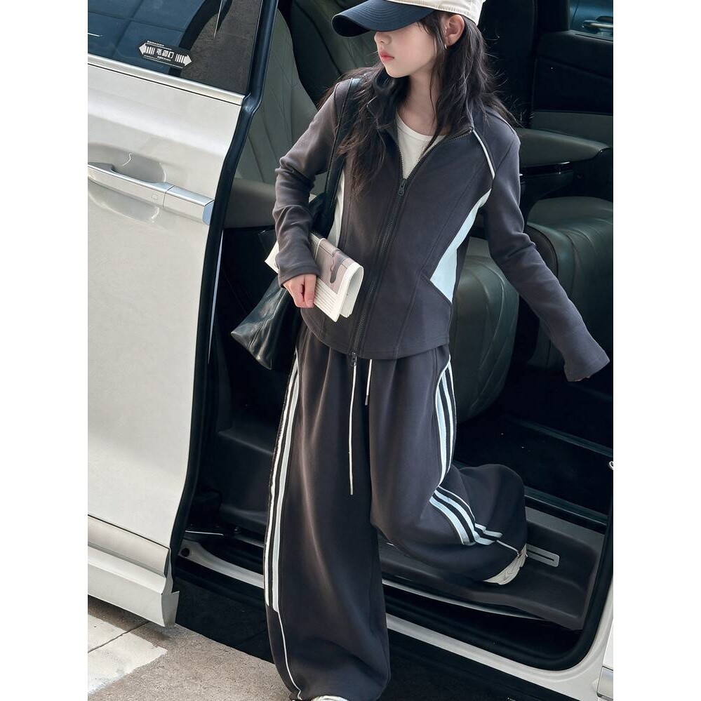品牌专柜女大童运动套装2026新款青少年初中生女孩拉链外套春秋卫