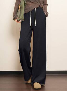 品牌专柜宽松休闲女裤子2026春夏新款独特超好看长裤松紧腰窄版直