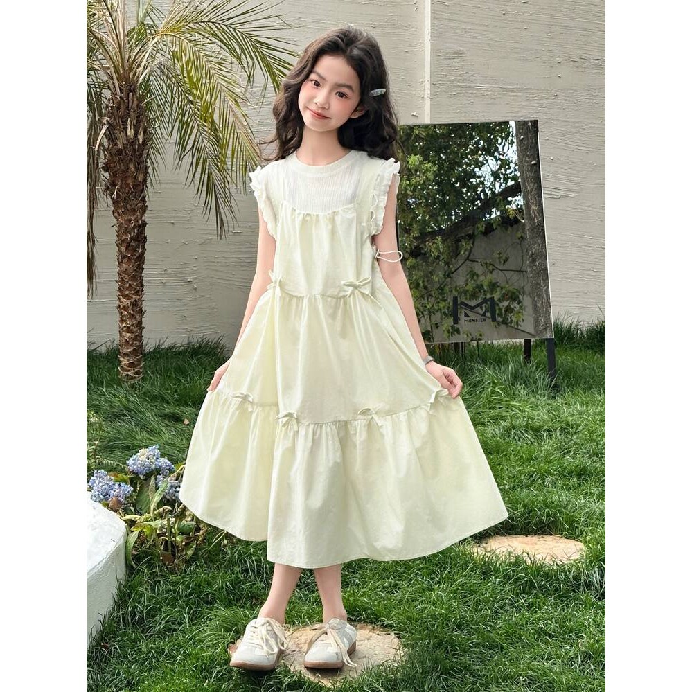 品牌专柜女童超好看无袖连衣裙夏季2026中大童夏装韩系拼接棉布裙