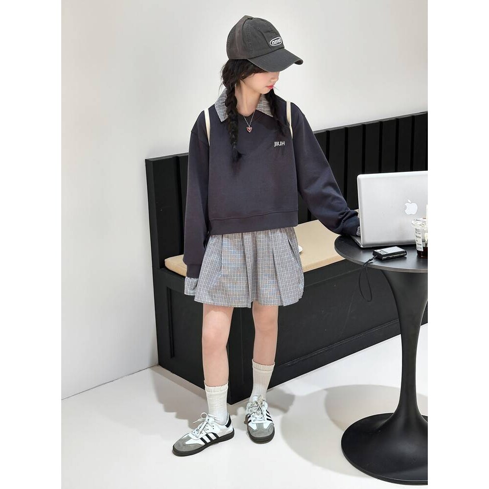 品牌专柜女童春秋学院风套装2026新款女孩洋气卫衣中大童百褶裙休