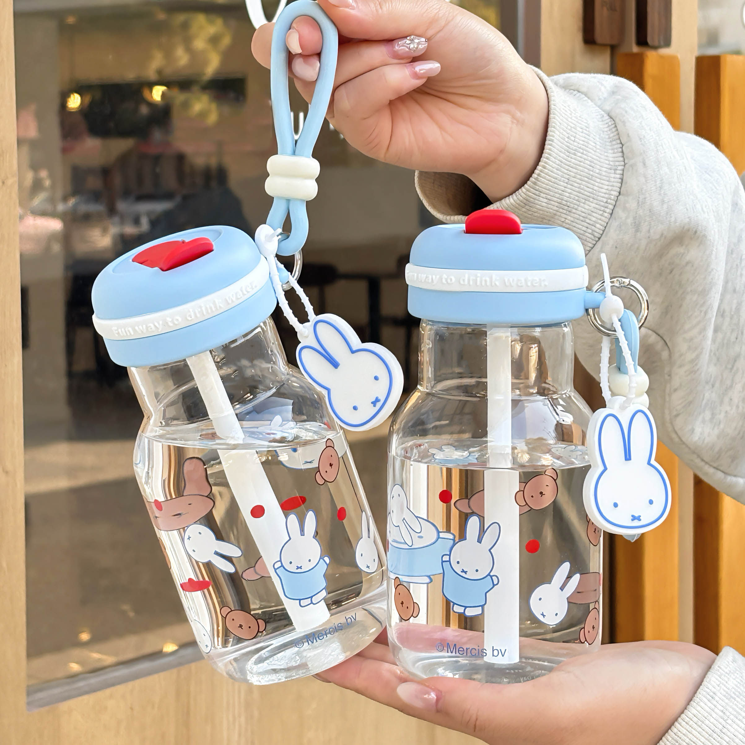 米菲兔玻璃杯夏季大容量吸管杯学生上学专用耐高温水杯2026新款,餐饮具,玻璃杯,淘宝优惠券,粉丝福利购,淘宝优惠卷