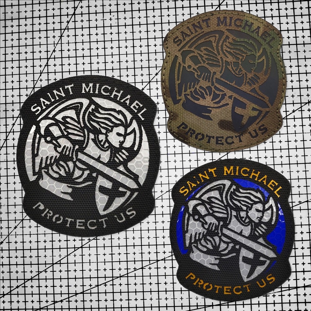 大天使圣米迦勒魔术贴徽章彩色反光臂章户外背包贴章个性创意帽贴