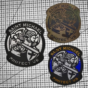 大天使圣米迦勒魔术贴徽章彩色反光臂章户外背包贴章个性创意帽贴