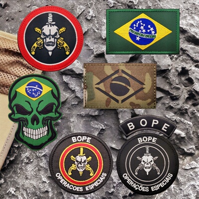 巴西反恐BOPE精英队臂章旗帜徽章骷髅头士气章战术背包贴魔术贴章