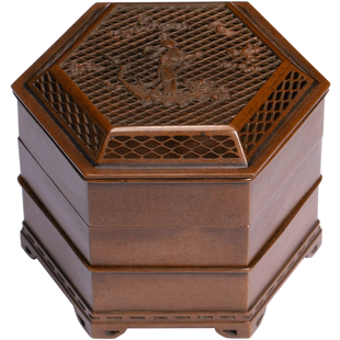 庆松堂苏工铜炉名家胡庆松六角仕女香薰复古紫铜印香炉打香篆