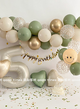 萌叔派对~奶油小清新生日场景装饰布置ins儿童周岁派对气球背景墙