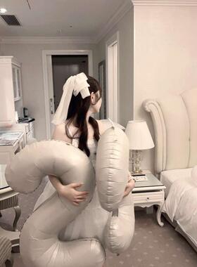 白色数字气球装扮成人派对装饰酒店惊喜布置女朋友礼物成年礼生日