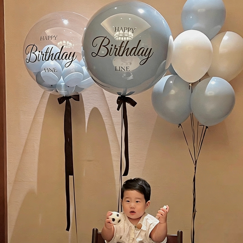 复古蓝色波波球气球男友男孩儿童成人生日派对拍照纪念日装饰道具