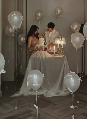 baby shower珠光白蝴蝶结乳胶气球性别揭秘派对用品装扮布置套餐