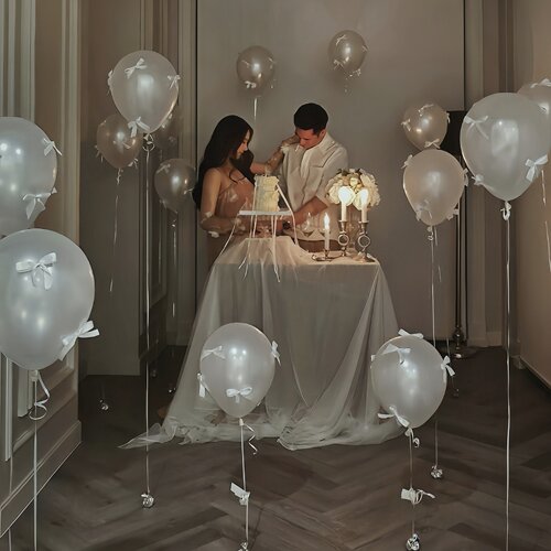 baby shower珠光白蝴蝶结乳胶气球性别揭秘派对用品装扮布置套餐