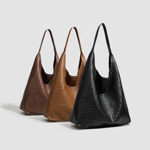 2026新款韩系小众慵懒风复古编织包女休闲单肩子母包大容量托特包