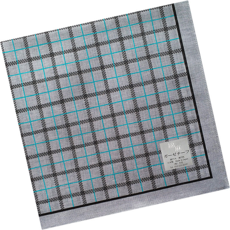 MADE IN JAPAN THIN MENS HANDKERCHIEF COTTON LINEN SWEAT-ABSORBING HANDKERCHIEF MENS SWEAT-WIPING SQUARE SCARF CHECKERED SUIT POCKET TOWEL
