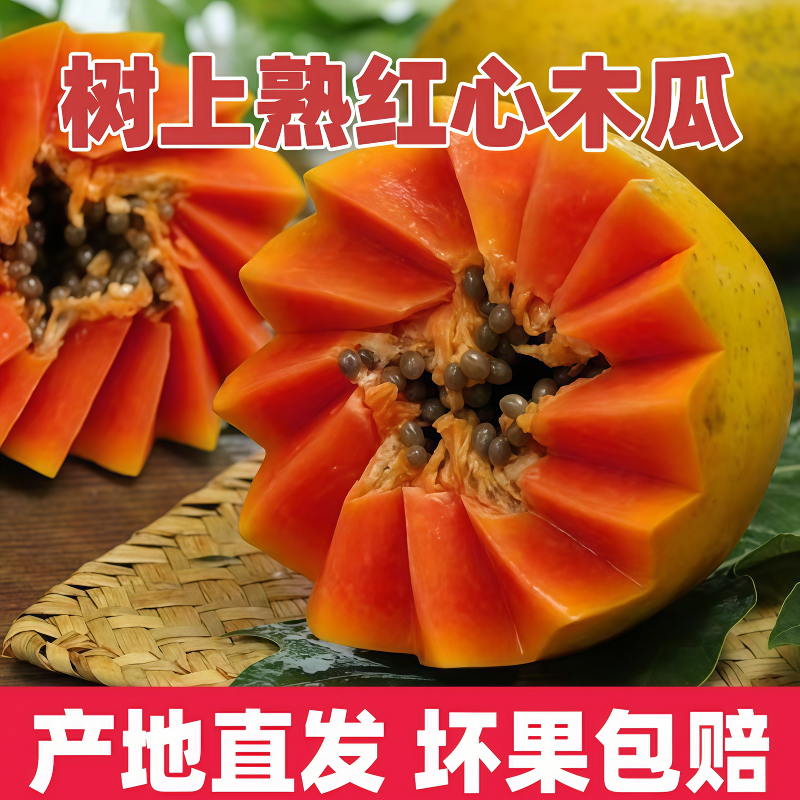 树上熟牛奶木瓜下奶红心木瓜水果