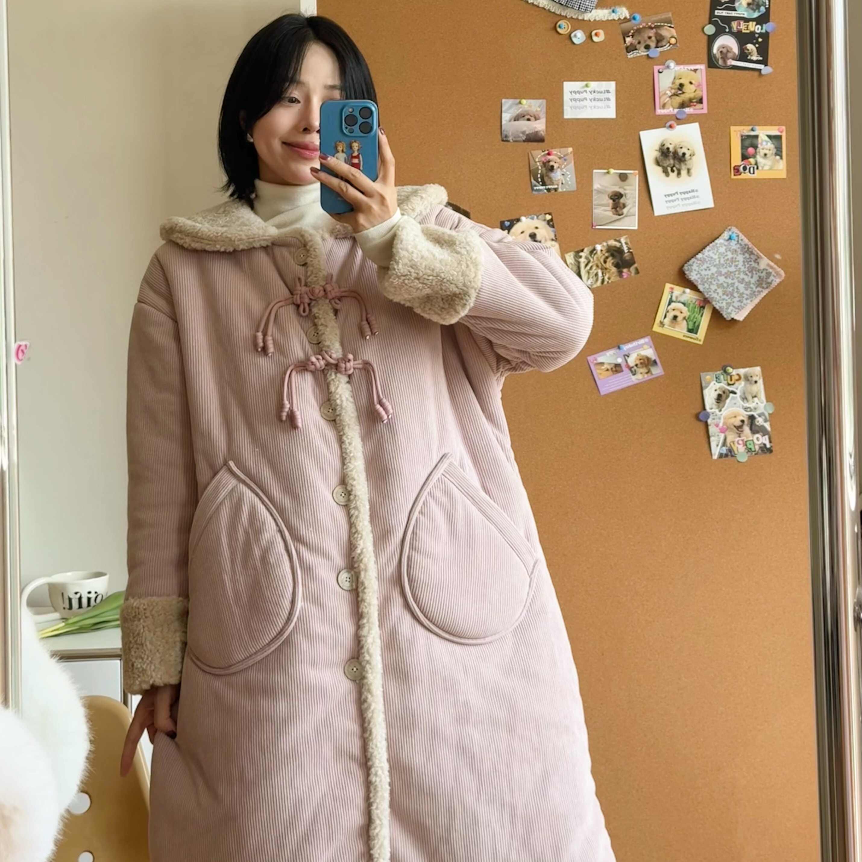 2025新款甜美新中式风三层加绒加厚夹棉袄睡衣可外穿家居服睡袍