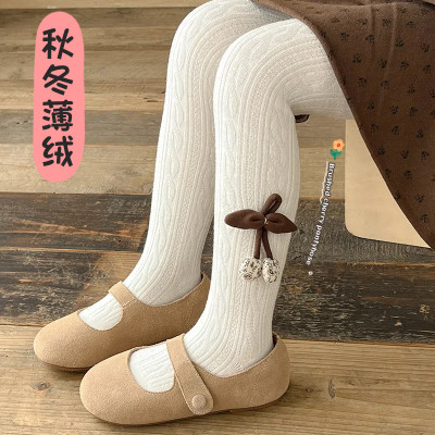 女童春秋冬季加厚薄绒款连裤袜子