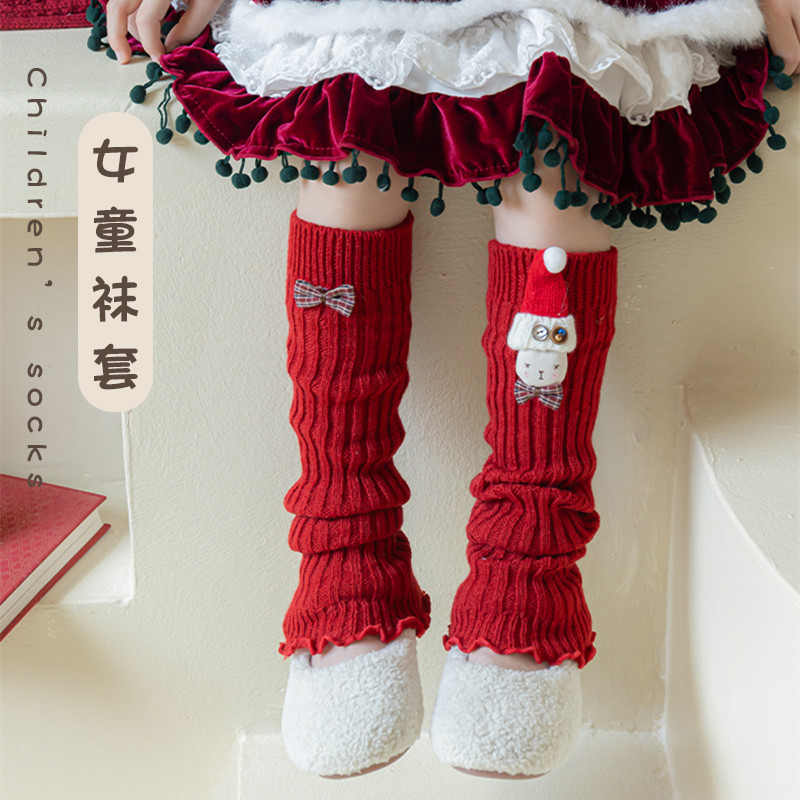 女童孩春秋冬季红色中筒袜套宝宝