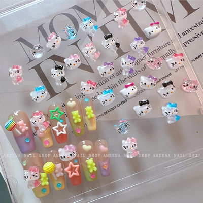 多巴胺爱心凯蒂猫指甲饰品