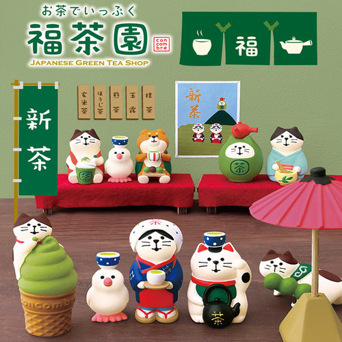 Decole福茶园系列日式猫摆件Concombre正版手办玩具桌面装饰摆件
