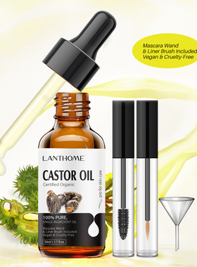 Pure Black Castor Oil Hair Eyebrows Eyelash Growth Serum