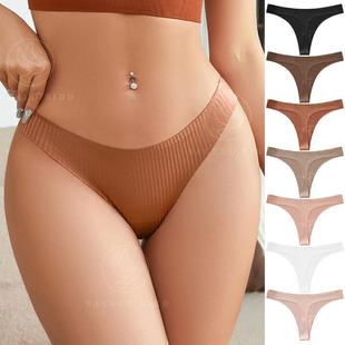 女士T型低腰大码 隐形瑜伽内裤 欧美 光条无痕一片式 个性