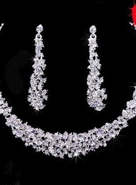 bridal jewelry two piece set of crystal necklace earrings