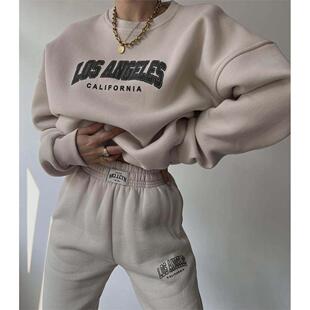 sleeved 套装 set卫衣裤 pants long sweater casual Women 2023