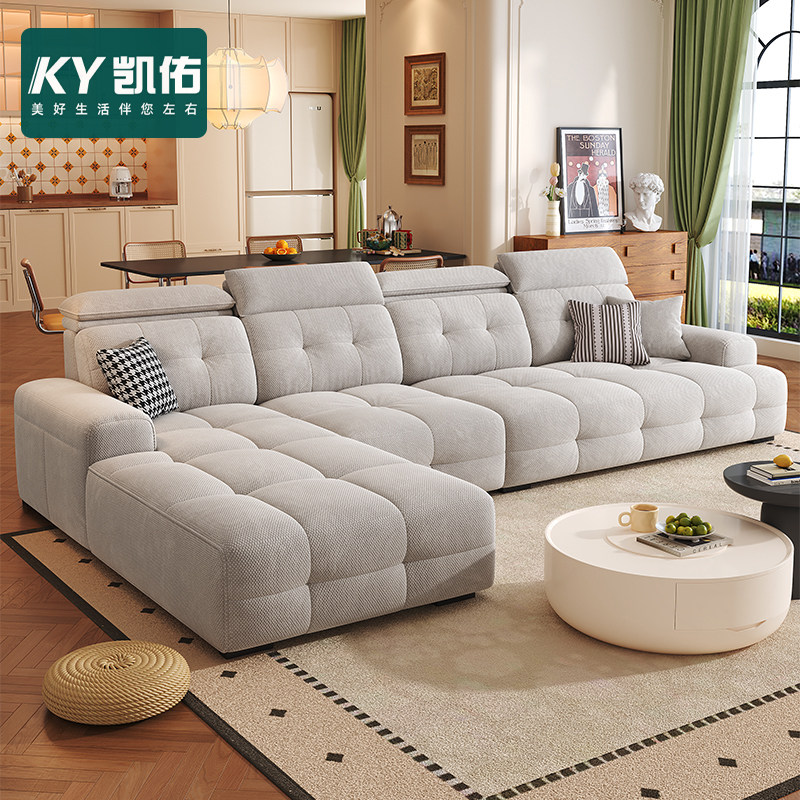 凯佑2025年新款现代简约贵妃沙发意式轻奢雪尼尔棉麻布艺沙发组合