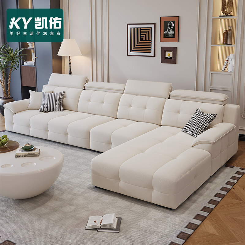 凯佑2025年新款奶油风布艺沙发意式轻奢现代简约雪尼尔绒贵妃沙发