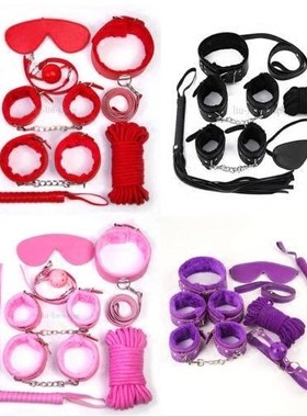 7pcs Adult Bondage Foreplay Fetish Set Cuffs Whip Collar Lea