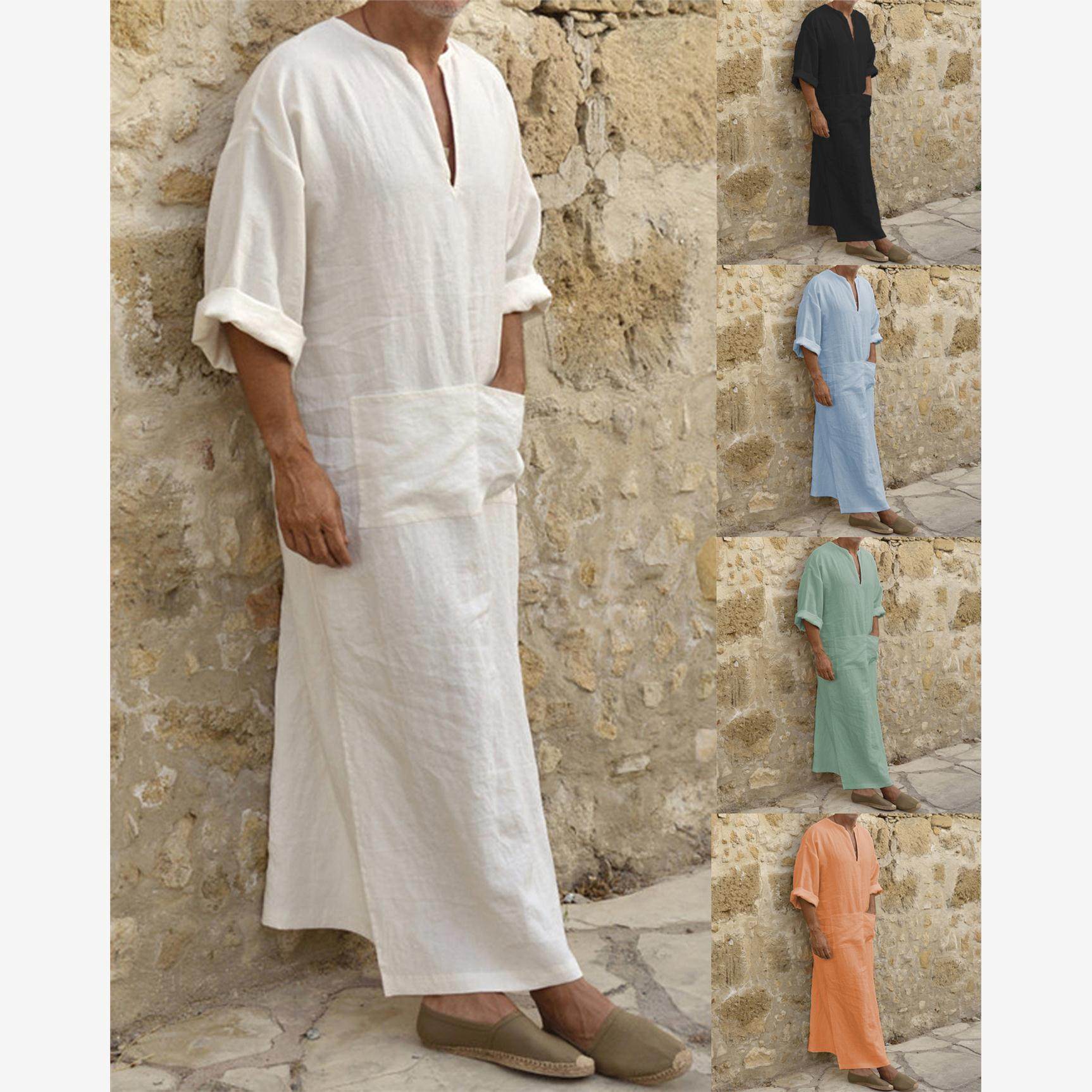 Men's fashion leisure long cotton hemp Middle East long男装