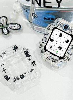 黑色小狗适用小天才N3电话手表表带D3SD2AZ10卡通创意防摔保护壳