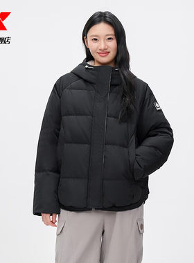 特步茧型羽绒服鸭绒女士2025年冬季百搭新款保暖外套975428190184