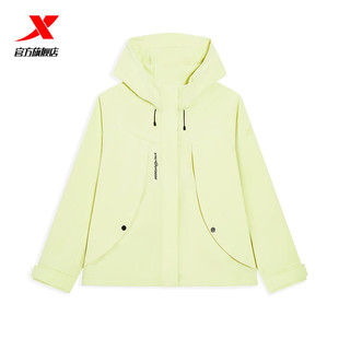 特步女外套双层风衣冲锋衣2026春季新款正品梭织连帽974128150503