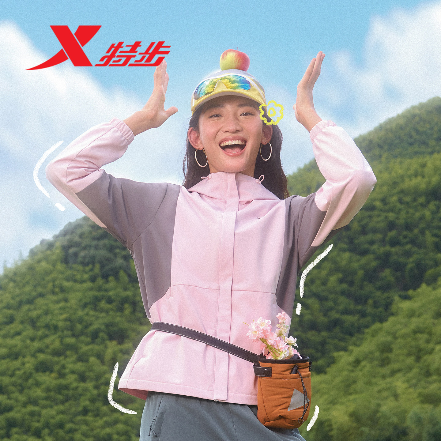 特步御水盾外套女款加绒冲锋衣双层2026春季梭织连帽974128160033