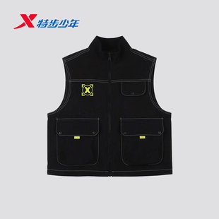 特步儿童男大童马甲外套2026夏新款舞蹈运动上衣背心674225378446
