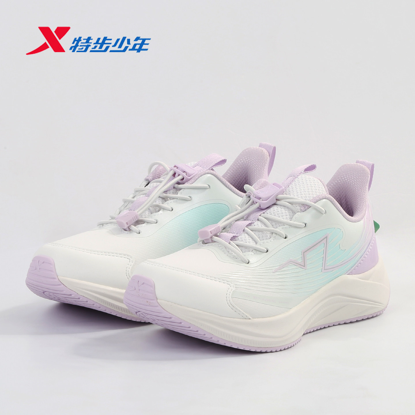 特步儿童运动鞋女大童2026冬季新款皮面减震轻便跑鞋674414114021
