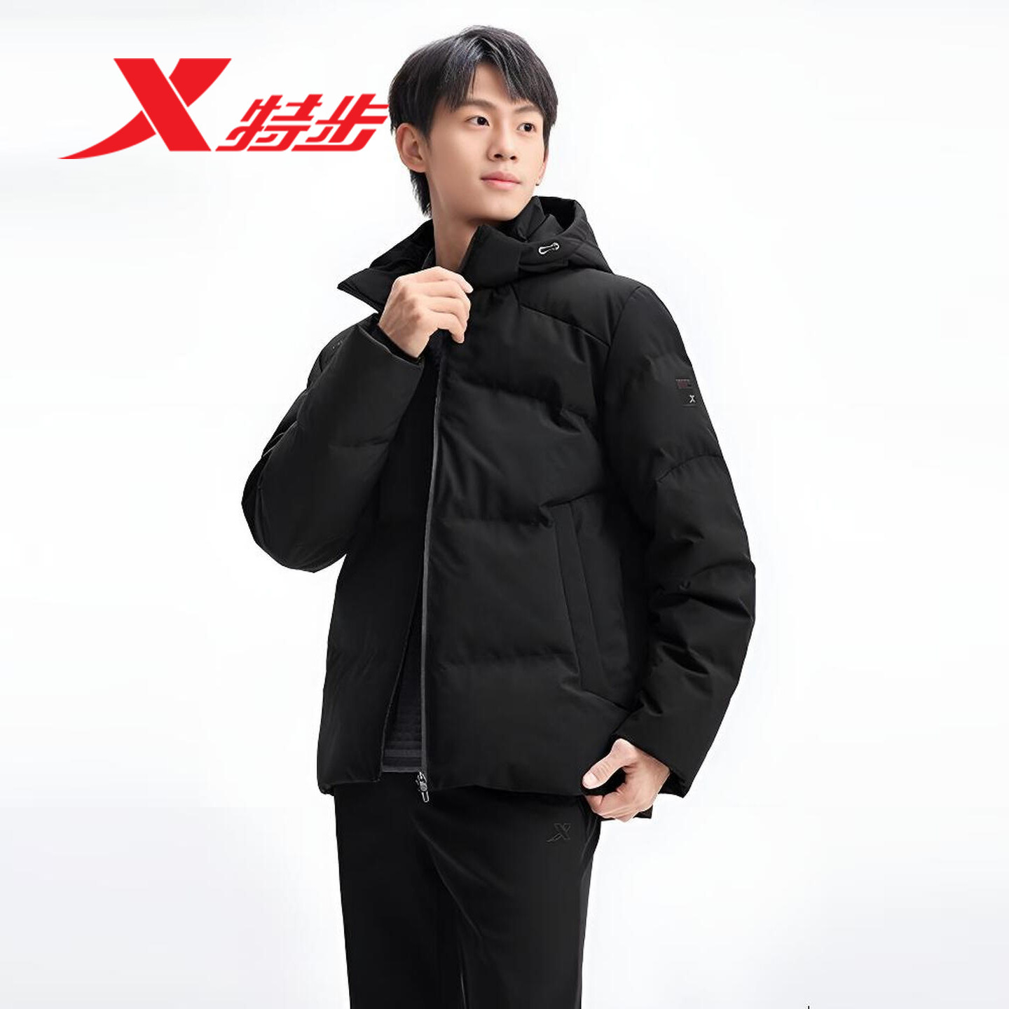 特步驭温4.0羽绒服男款2025冬季新款男三防连帽外套加厚保暖运动