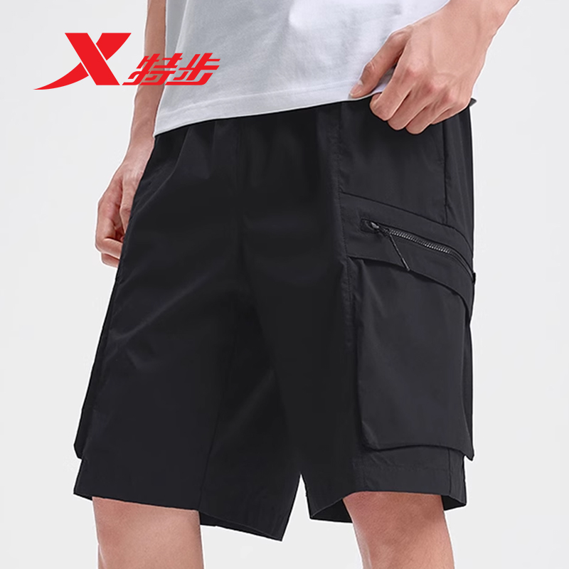 特步男裤运动裤休闲五分裤2025夏季新款工装梭织短裤975229990316