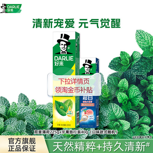 好来双重薄荷牙膏清新口气家庭装
