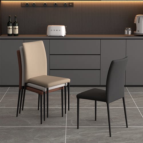 猫抓皮轻奢家用餐椅可叠放免安装