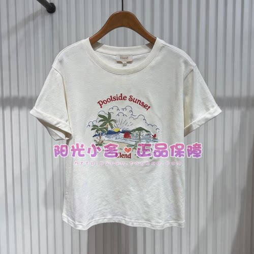 ELAND依恋正品26夏度假风椰林刺绣落肩T恤EERAG26B03 RAG26B03