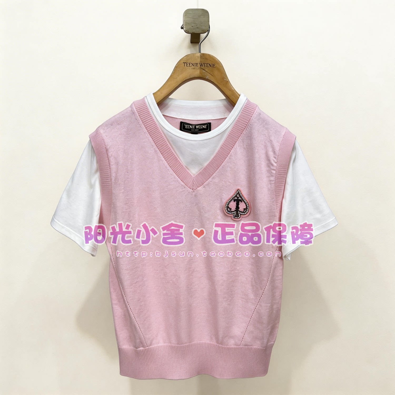 TeenieWeenie小熊26夏甜美假两件针织衫TTKW2664W1A KW2664W1A