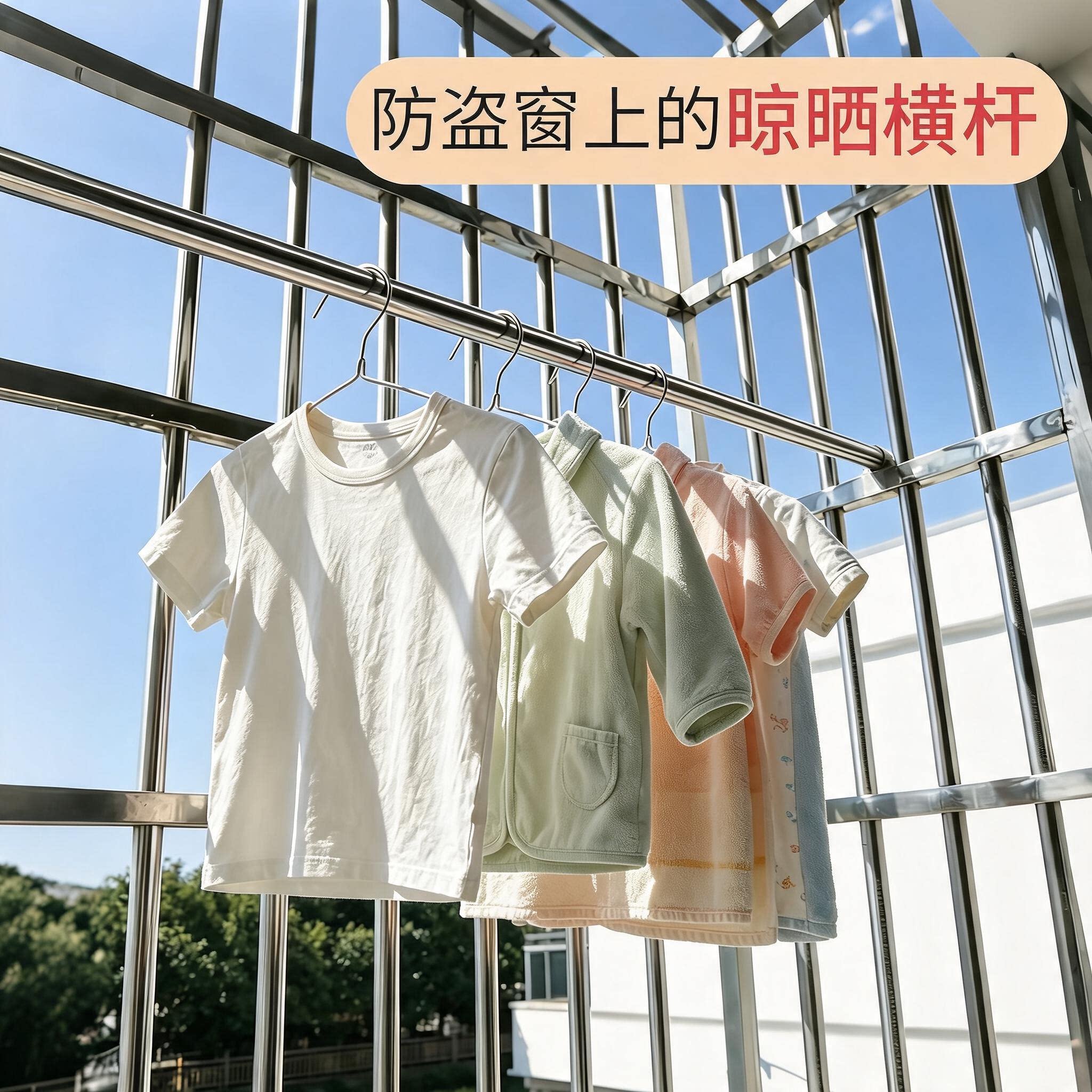 防盗网专用晾衣杆晒被子阳台家用