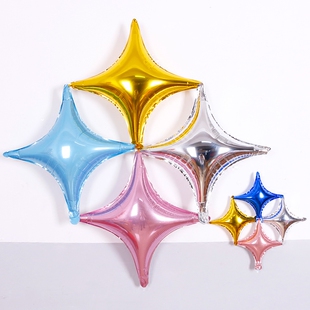 10寸26寸四角星生日装饰背景墙金色银色星星派对布置活动铝膜气球