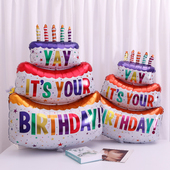 ins风儿童生日蛋糕气球宝宝周岁派对卡通小红书装 饰拍照道具铝膜